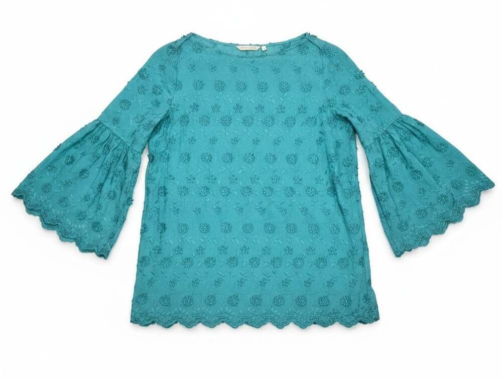 Soft Surroundings Embroidered Eyelet Blouse L Large Teal Turquoise Rosalie